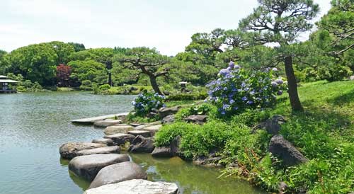 清澄庭園の庭園風景